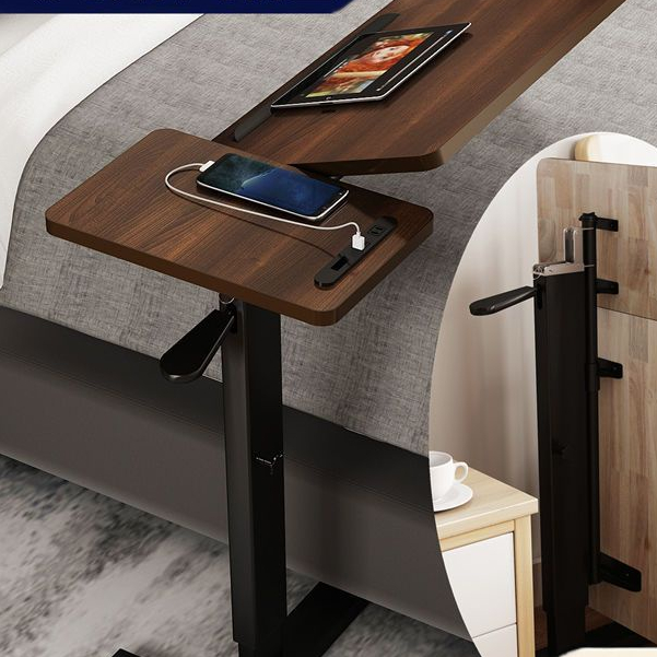 ✘☏♗โต๊ะข้างเตียง โต๊ะเล็กไม้เนื้อแข็ง เคลื่อนย้ายได้ โต๊ะโซฟาพักผ่อน โต๊ะแล็ปท็อปเตียงยกพับได้