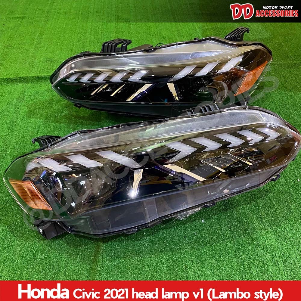 ไฟหน้า Civic FE 2021 ลายแลมโบ V1 ไฟหน้าแต่ง ไฟตาหน้า