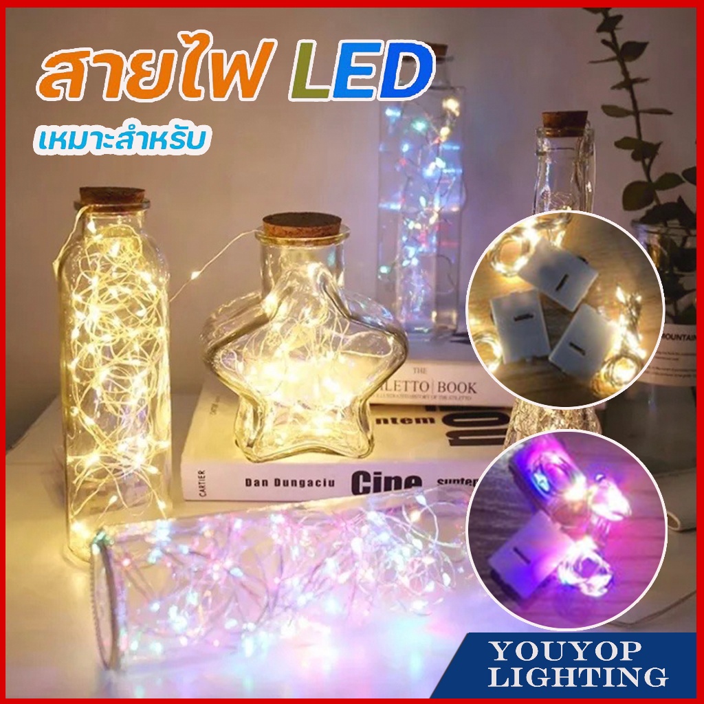 (พร้อมแบตเตอรี่)ไฟ led ใส่ถ่านไฟหิ่งห้อย สายไฟกระพริบ LED 1เมตร สายไฟกระพริบเร็ว และช้า กันน้ํา สําหรับคริสต์มาส งานแต่ง