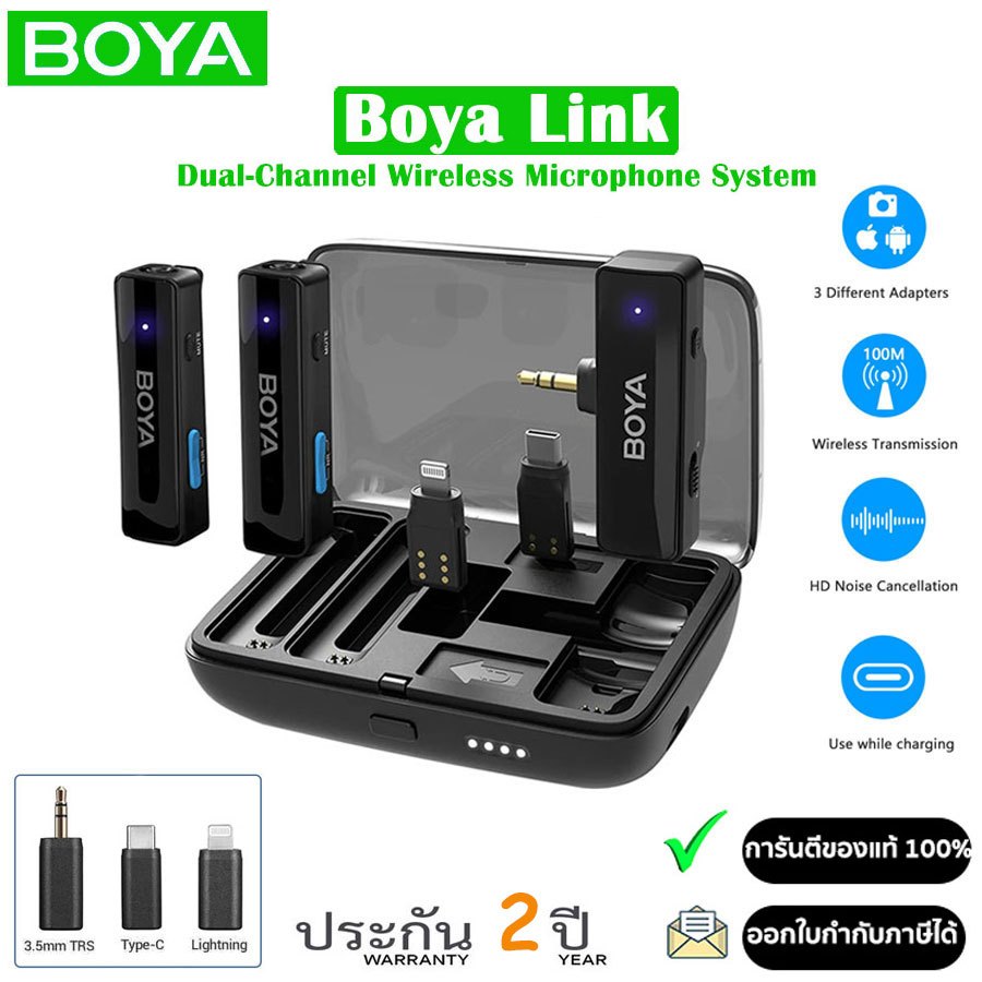 BOYA LINK Multi-Compatible 2.4GHz Dual-Channel Wireless Microphone System