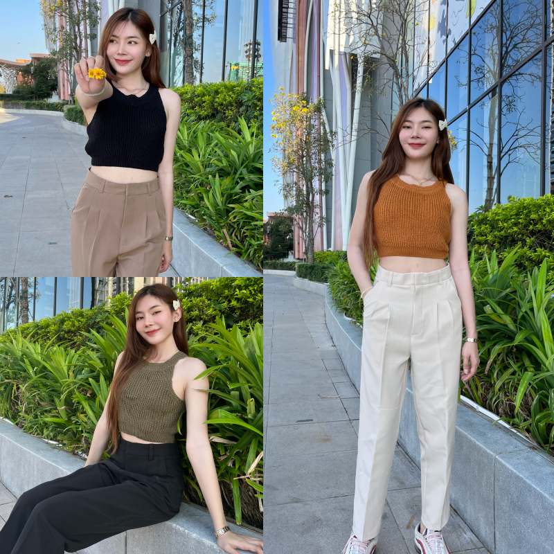 PIN149 กางเกง9ส่วน A102A ไอวี่