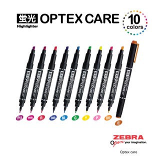 ZEBRA ปากกาเน้นข้อความ 2 หัว OPTEX CARE มีทั้งหมด 10 สี