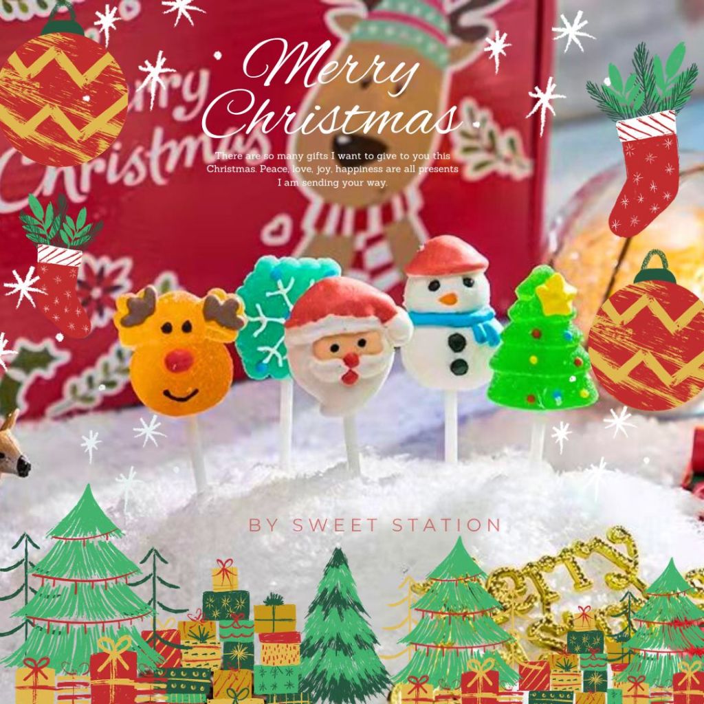 [1กล่อง/30ชิ้น] เยลลี่คริสต์มาส Christmas เยลลี่เสียบไม้ มี5แบบ ซานต้า ตุ๊กตาหิมะ ต้นคริสต์มาส เคลือบน้ำตาล ขนมเทศกาล