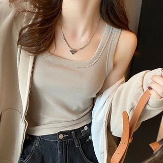 เสื้อครอปคอยู ผ้าฝ้าย ยืดหยุ่นได้ดี ระบายอากาศ ใส่สบาย เก็บเนื้อใต้รักแร้ เก็บทรง#A23