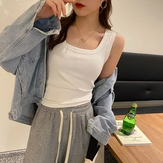 เสื้อครอปคอยู ผ้าฝ้าย ยืดหยุ่นได้ดี ระบายอากาศ ใส่สบาย เก็บเนื้อใต้รักแร้ เก็บทรง#A23