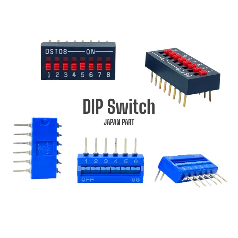 DIP Switch JAPAN ดิฟสวิตช์ สวิตช์เลื่อน 6,8 Position DIP Switch SPST 25mA 24VDC KLS ELECTRONIC/JAE J