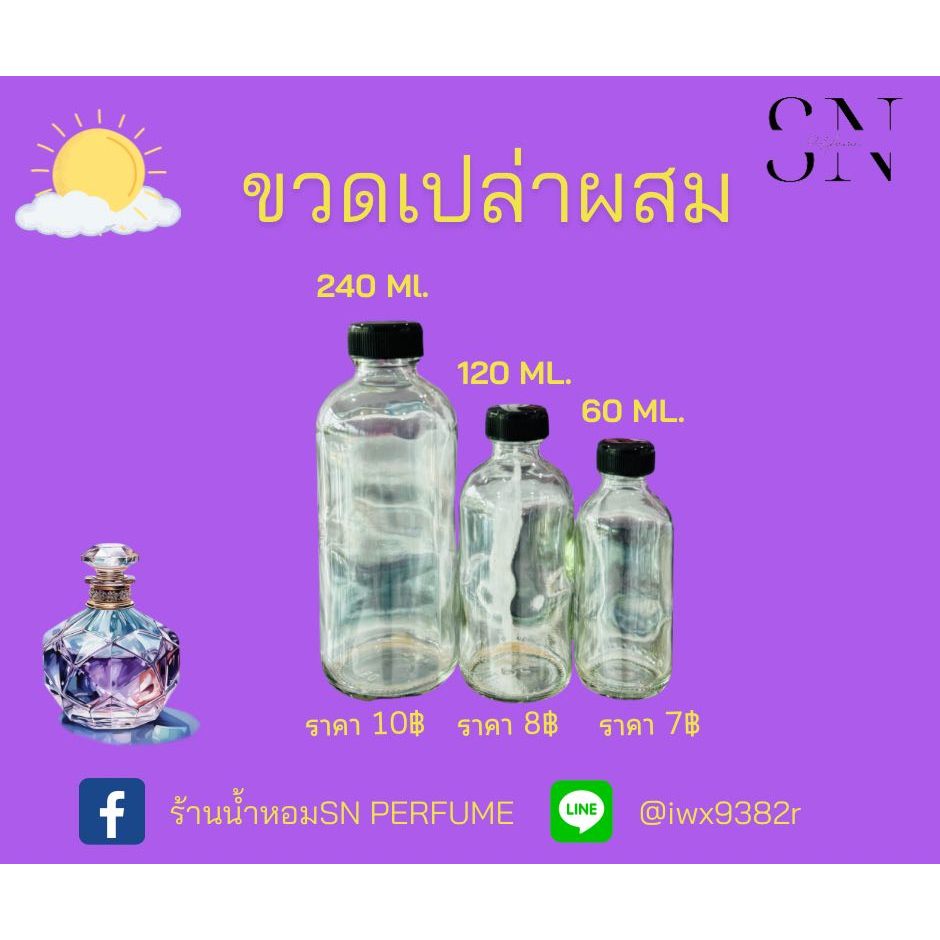 ขวดผสมน้ำหอมขวดแก้วกลมใส+ฝาจุกใน+ฝาพลาสติค