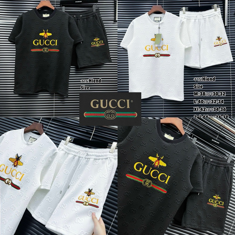 ชุดเซทผู้ชาย Gucci 🏷️เสื้อ + กางเกงขาสั้น 👨🏻Hiend 1:1 | เสื้อผ้าแบรนด์เนม