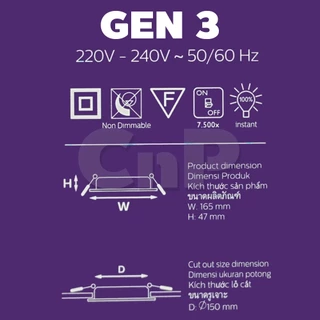 PHILIPS โคมไฟดาวน์ไลท์ ฝังฝ้า 6 นิ้ว (6") Panel LED 17W ฟิลิปส์ รุ่น MESON 59466