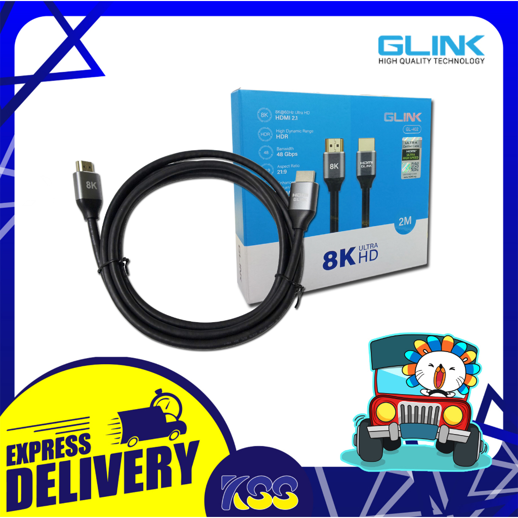 Glink GL-402 Cable HDMI 2.1 8K@60Hz 2M สาย HDMI เวอร์ชั่น 2.1 รองรับคุณภาพ 8K ยาว 2 เมตร