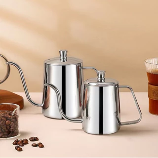 [C053]กาดริปกาแฟ สแตนเลส สีเงิน/สีดำ 250ml/350ml/600ml Stainless Pour-Over Coffee Drip Pot