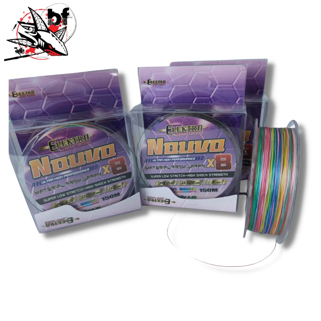 สาย PE ELEKTRA  Nouvo (นูโว)  x8 Multi color 150m สายเหนียว วัสดุผลิตตามมาตราฐานเกรดญี่ปุ่น
