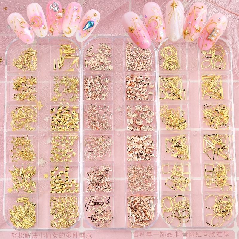 🌈อะไหล่ติดเล็บ อุปกรณ์ตกแต่งเล็บ คริสตัล 3D ทรงพิเศษ Diy 12ช่องมี เพชร พลอยเทียม สำหรับติดตกแต่งเล็บ (กล่องยาว)พร้อมส่งใ รูปที่ 5