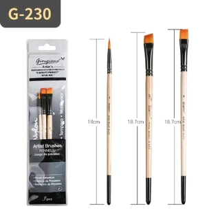 พู่กัน Giorgione 3 ด้าม / 5 ด้าม / 6 ด้าม (1 แพ็ค) พู่กันระบายสี พู่กันกลม พู่กันสีน้ำ สีอะคริลิค