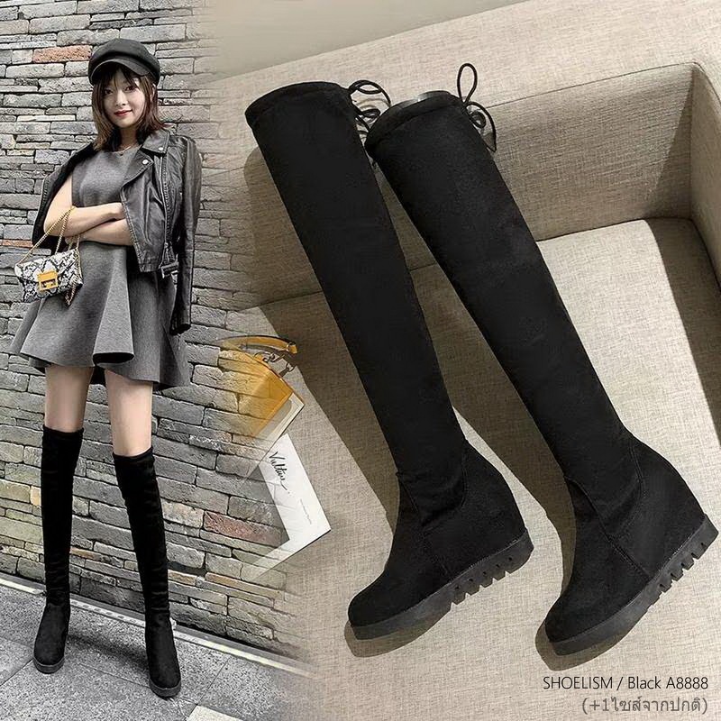 A8888 #รองเท้าบุทขายาว งานนำเข้า กำมะหยี่ยืดได้ หนังสวย