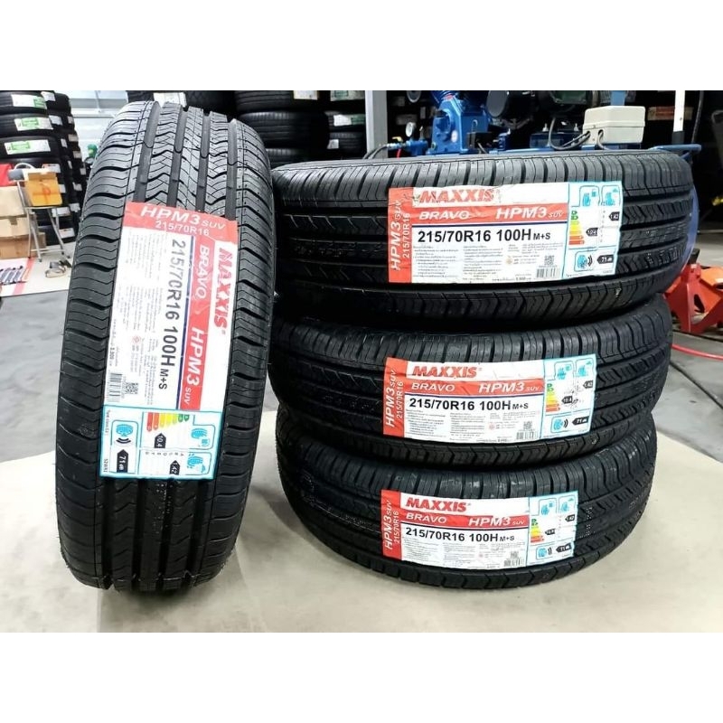 ยางใหม่ค้างปี 215/70R16 Maxxis Bravo HPm3 SUV ผลิตปี 2021 ประกันบวม 1 ปี พร้อมจุ๊บลม 4 ตัว จัดส่งฟรีมีเก็บปลายทาง