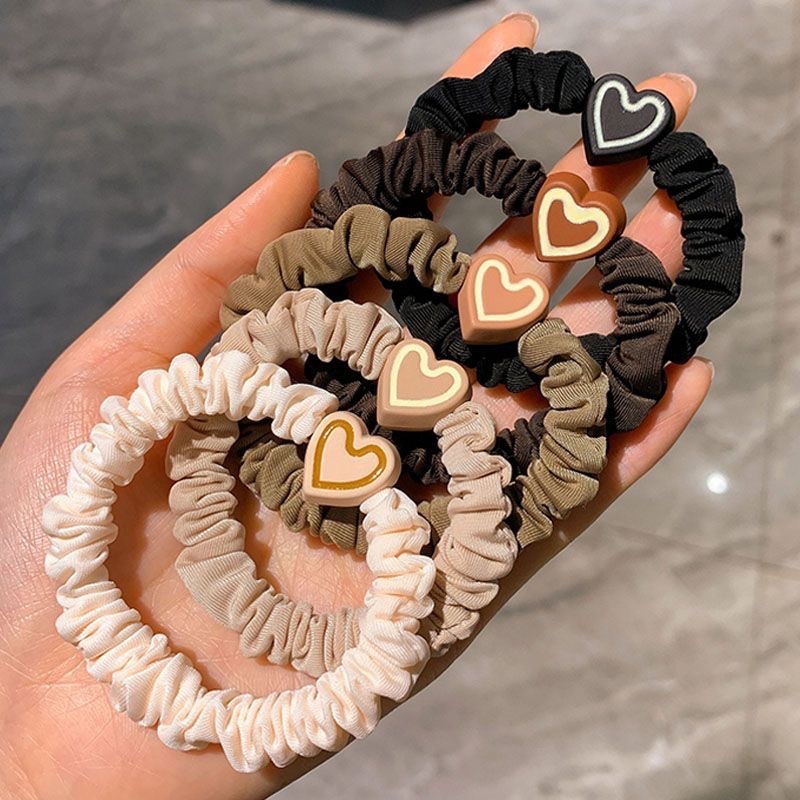 พร้อมส่ง 1บาทวงกลมลำไส้เล็ก ลายหัวใจยางรัดผมความยืดหยุ่นสูงสไตล์เกาหลีเครื่องประดับผมแฟชั่น นักเรียนสำหรับผู้หญิง-Tender