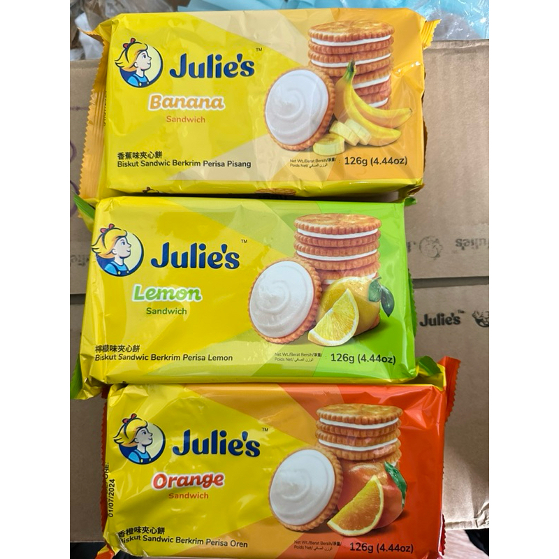 Julie's บิสกิตรสเนยถั่ว/รสมะนาว/รสส้ม ขนาด 126 กรัม