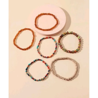 พร้อมส่ง กำไลข้อมือลูกปัด Set 6 ชิ้น