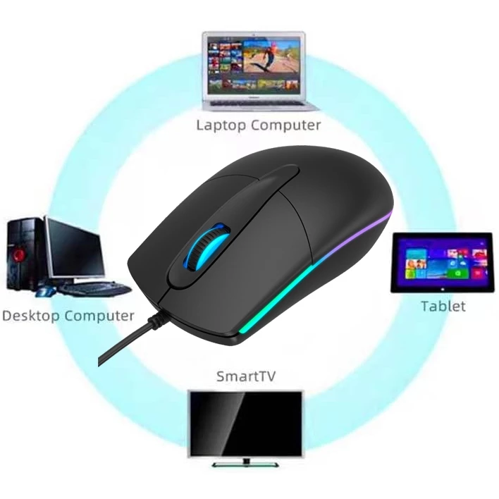 เมาส์มีสาย USB พร้อมไฟ RGB สำหรับคอมพิวเตอร์และโน้ตบุ๊ค thumbnail 3