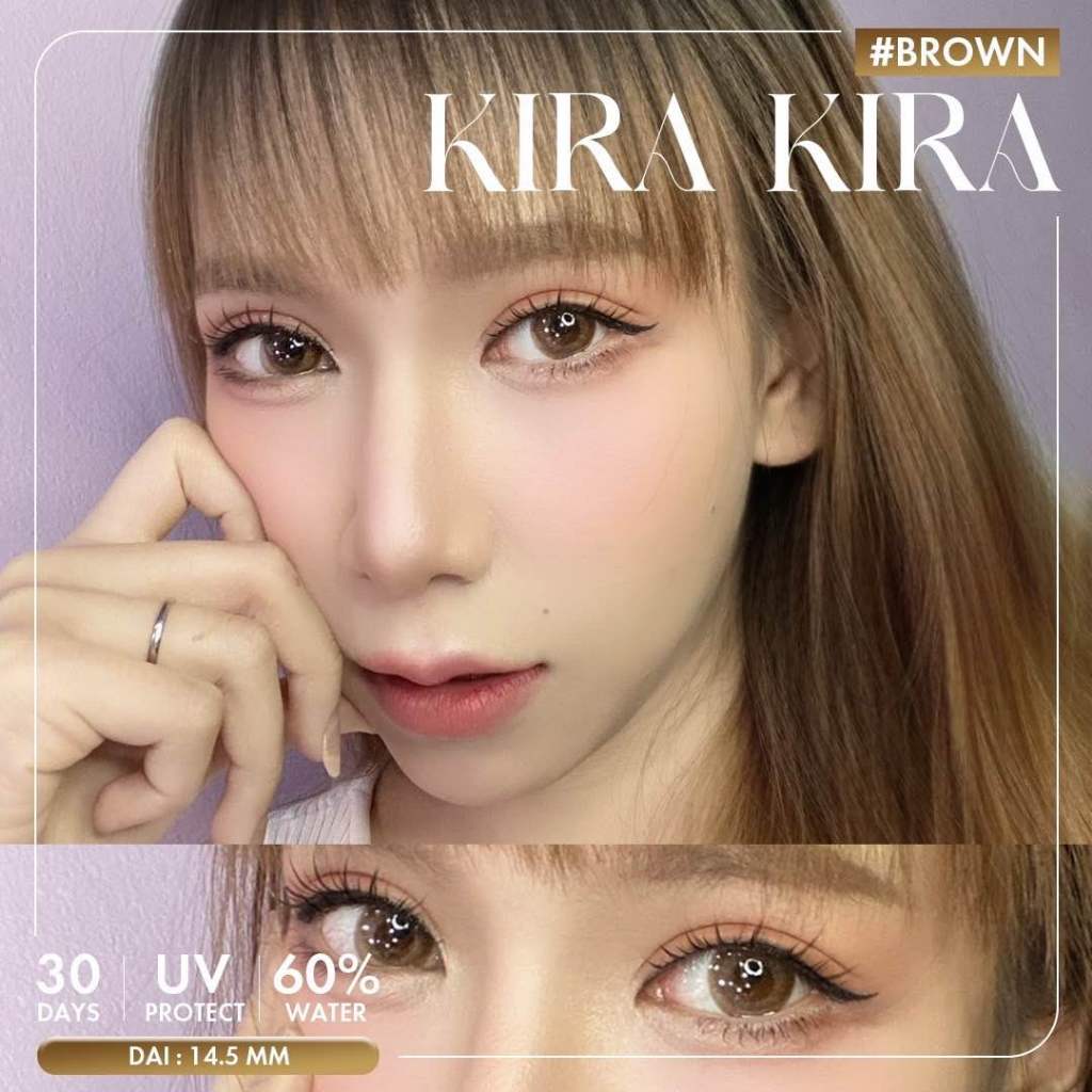 💧ค่าอมน้ำ60% 🌈Kira Kira🌈คอนแทคเลนส์ Brown / Gray (Wewink) ขนาดบิ๊กอาย💖