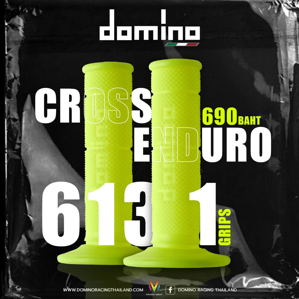 Domino Racing ปลอกแฮนด์ รุ่น 6131 OFFROAD สายวิบาก สีเขียวนีออนโดดเด่น ของแท้