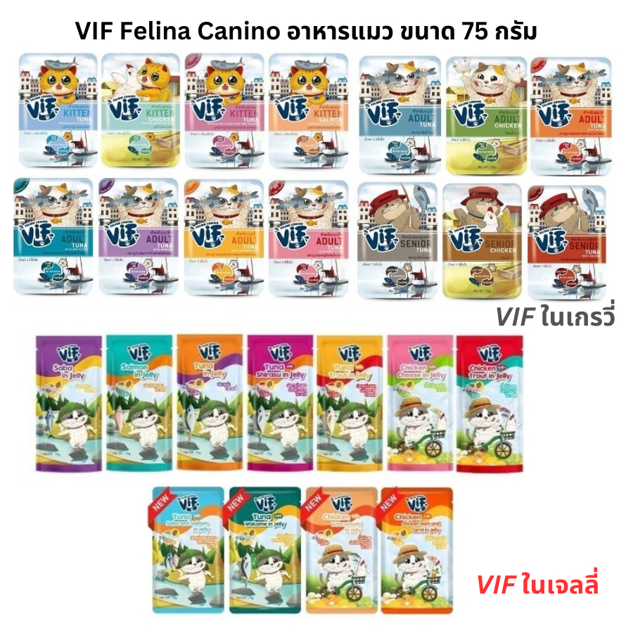 อาหารแมวเปียก [ร่วมกิจกรรม VIFฟรี] อาหารเปียกแมววิฟ VIF Felina Canino  ขนาด 75 กรัม