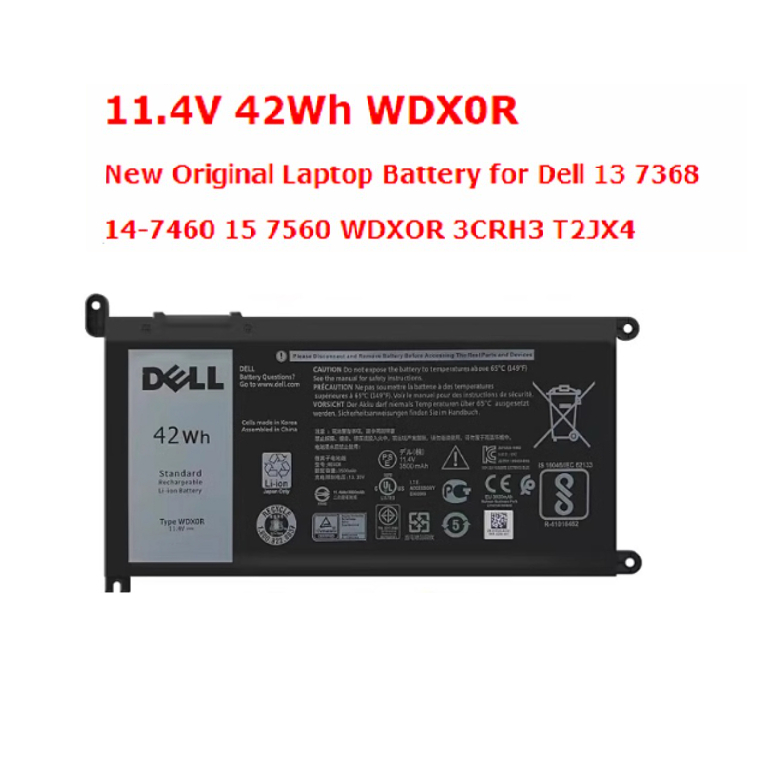11.4V 42Wh WDX0R New Original Laptop Battery for Dell 13 7368 14-7460 15 7560 WDXOR 3CRH3 T2JX4