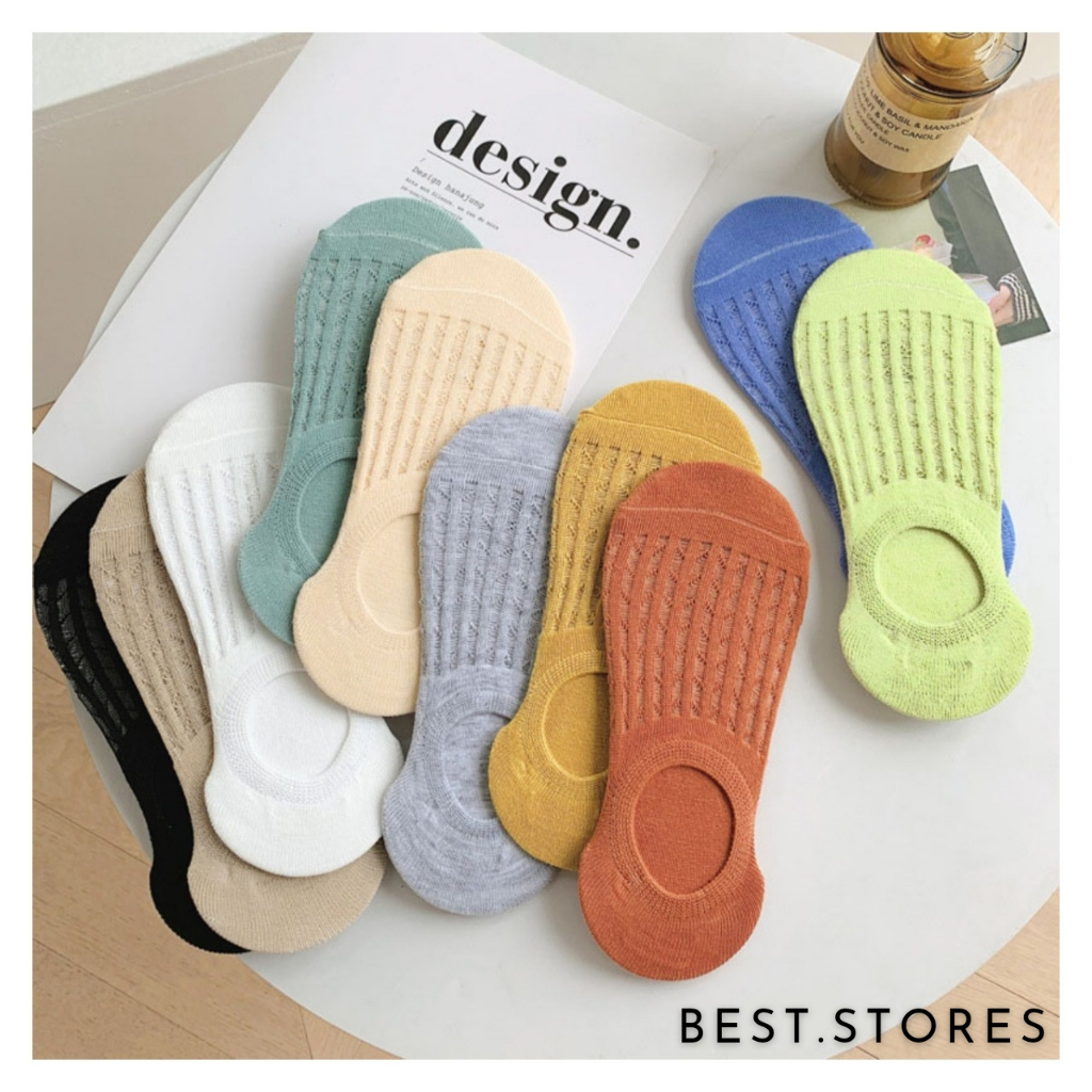 ถุงเท้าข้อเว้า ระบายอากาศดี มียางกันถุงเท้าหลุด ไม่อับชื้น งานดี ส่งไว มี 10 สี Free Size พร้อมส่ง