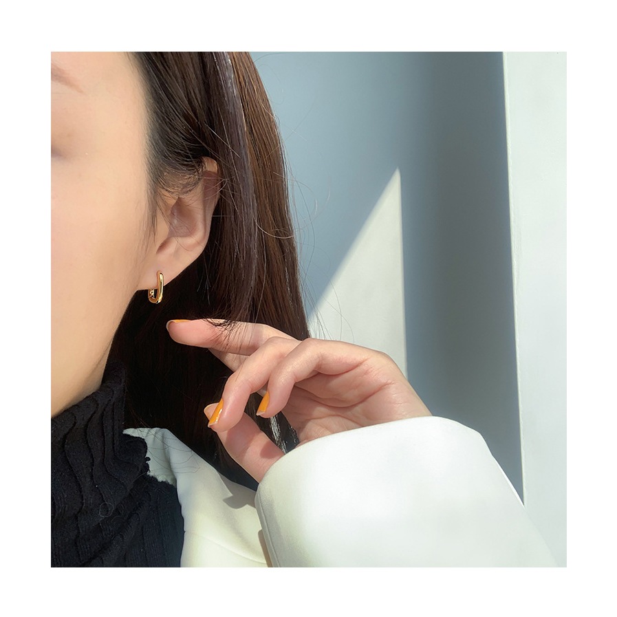 ต่างหูห่วง ต่างหูห่วงเงินแท้ รูปตัวยู 1คู่ • H273-274 - รูปที่ 3