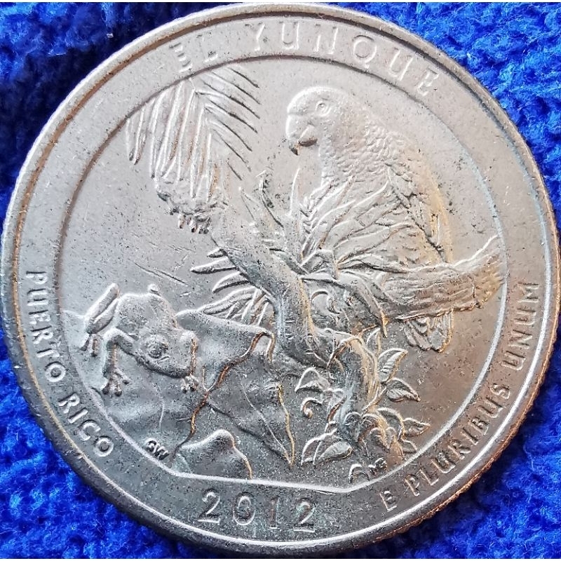 เหรียญสหรัฐอเมริกา USA, 1 Quarter, (El Yunque Forest), #3872, ชุดNational Park, ใช้แล้ว