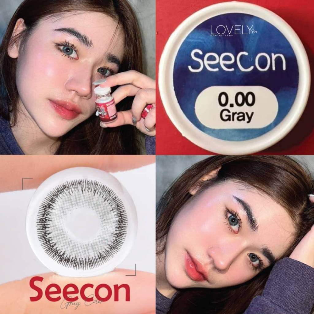 มีค่าสายตา Lovelylens Seecon Gray Brown บิ๊กอาย สุดปัง คอนแทคเลนส์ รายเดือน มีอย แถมตลับฟรี เลนส์นิ่ม Gray Brown