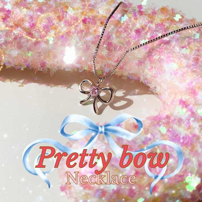 Pretty bow necklace สี silver