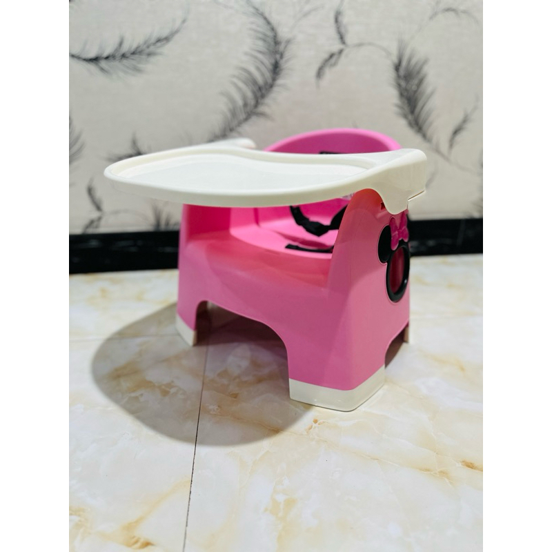 🎀Nishiki Kasei เก้าอี้ทานอาหารเด็ก Minnie Mouse Meal เก้าอี้เตี้ย สีชมพูพีช🎀