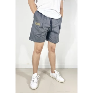 กางเกงขาสั้นผู้ชาย วินเทจ สไตล์แคมป์ปิ้ง เอวยางยืด เนื้อผ้า Cotton100%
