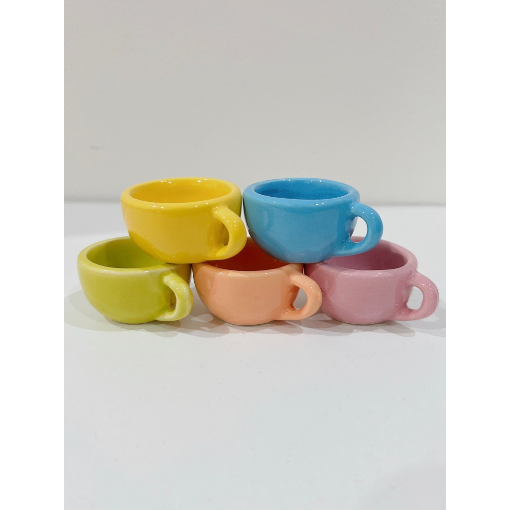 แก้วมัคเซรามิค 5 สี กว้าง 4.5 ซม. สูง3 ซม. แก้วชา🍵,แก้วกาแฟจิ๋ว 5 สี  #ของจิ๋ว#งานเซรามิคเนื้อดี#งานเซรามิคพรี่เมี่ยม