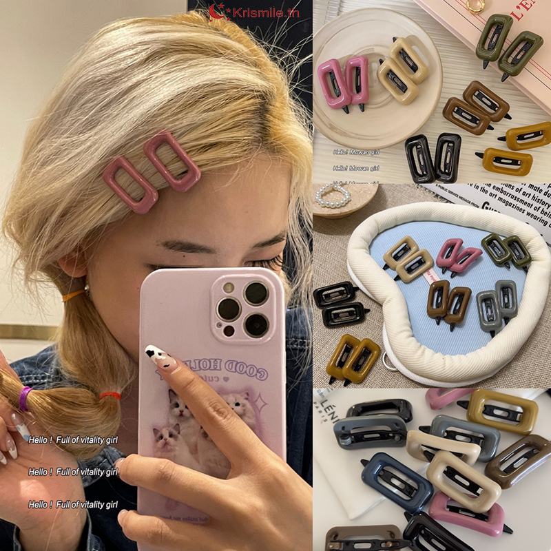 1บาท ราคาถูกที่สุดกิ๊บติดผมเล็ก เลือกสีได้ หน้าม้าคลิปด้านข้าง เรขาคณิตแฟชั่นหวานสไตล์เกาหลีเรียบง่าย เด็กนักเรียนสำห