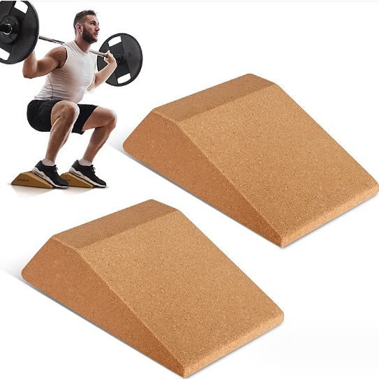 บล็อกไม้คอร์ก สําหรับออกกําลังกาย เล่นโยคะ พิลาทิส ยกน้ำหนัก 2ชิ้น
