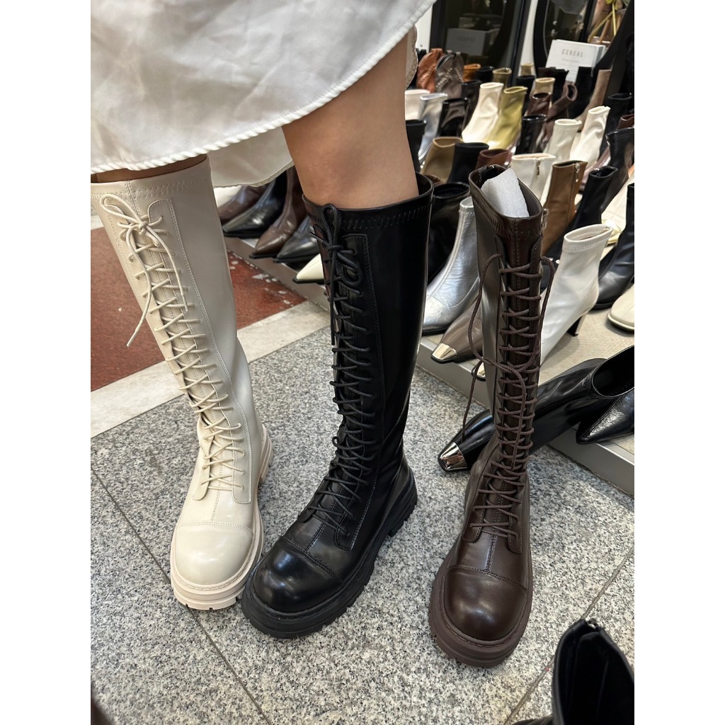 CB27 รองเท้าบูทยาวรุ่นผูกเชือก