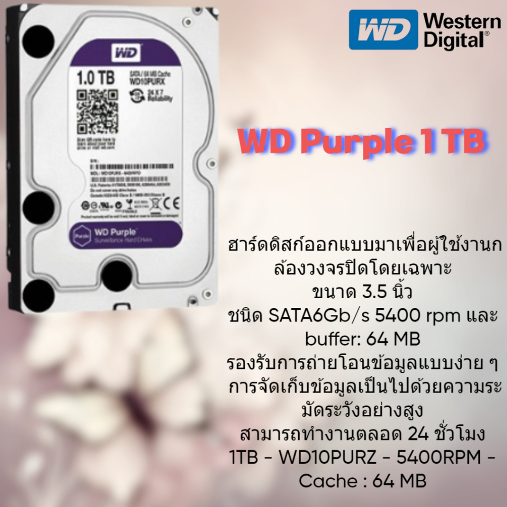 HDD CCTV  ประกันโดย SYNNEX  WD 1TB Purple