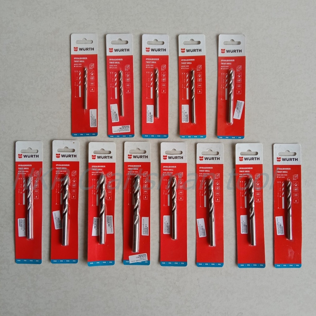 ดอกสว่านเจาะเหล็ก WURTH SPIRALBOHRER TWIST DRILL DIN338 HSS ขนาด 4MM-10MM ของแท้ - รูปที่ 2