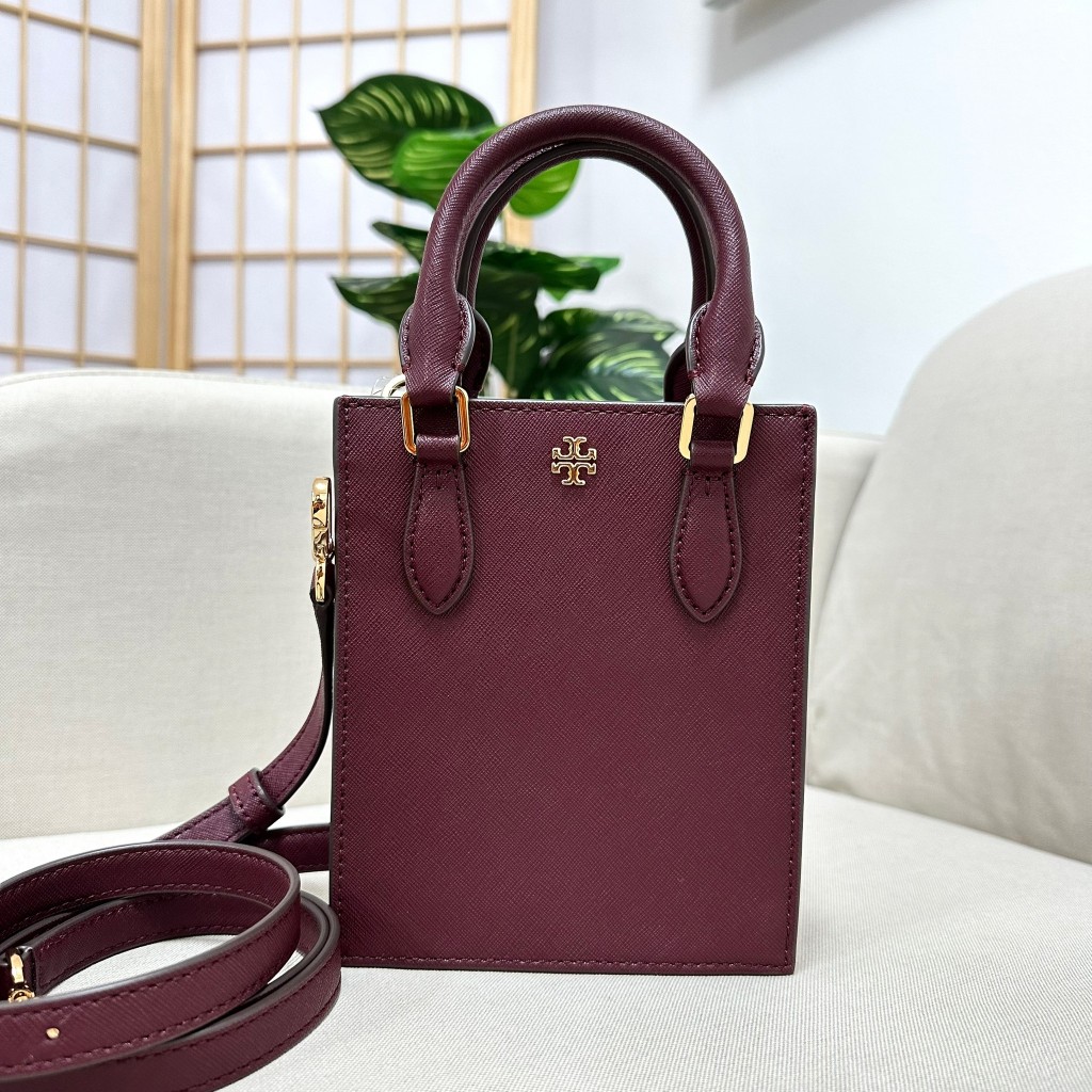 📌Isa Lovely Shop📌  Tory Burch Emerson Mini Shopper Tote 82768 color: Claret