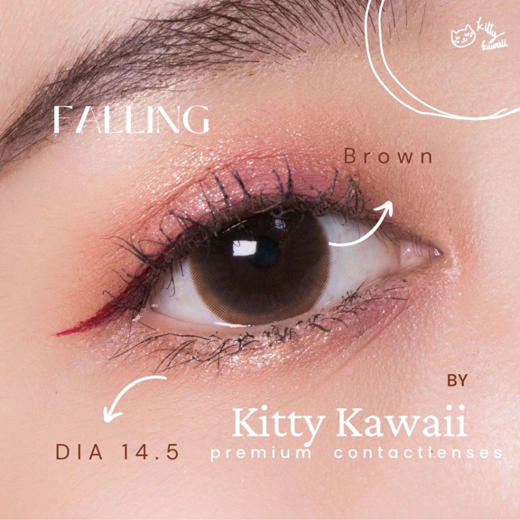 ซื้อ 🔥คอนแทคเลนส์✨ขนาดมินิ✨ Falling ✨Kitty Kawaii สี  Brown / Black / Gray