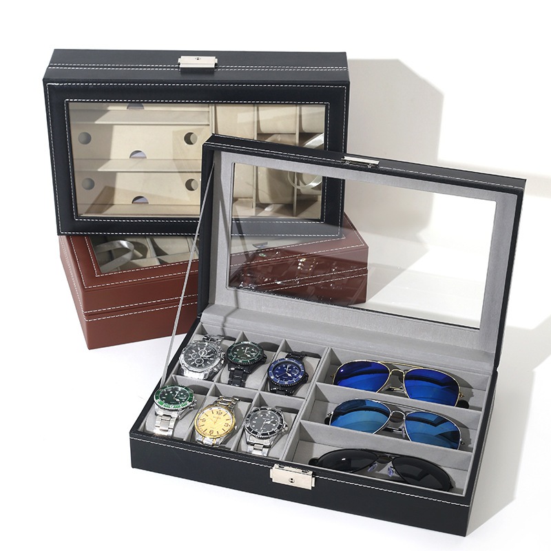 *พร้อมส่ง*กล่องนาฬิกา 3 6 10 12 20 24 เรือน（หนังสีดำคลาสสิก） กล่องใส่นาฬิกา Watch Box