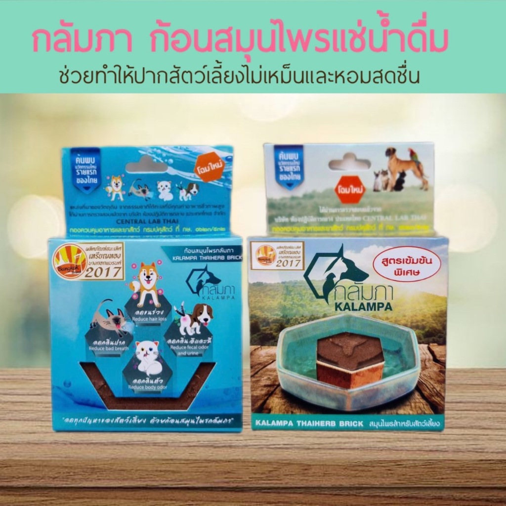 กลัมภา (KALAMPA) ก้อนสมุนไพรแช่น้ำดื่ม สูตรธรรมดาและสูตรเข้มข้น สำหรับสัตว์เลี้ยง แมวหรือสุนัขพันธ์เล็ก