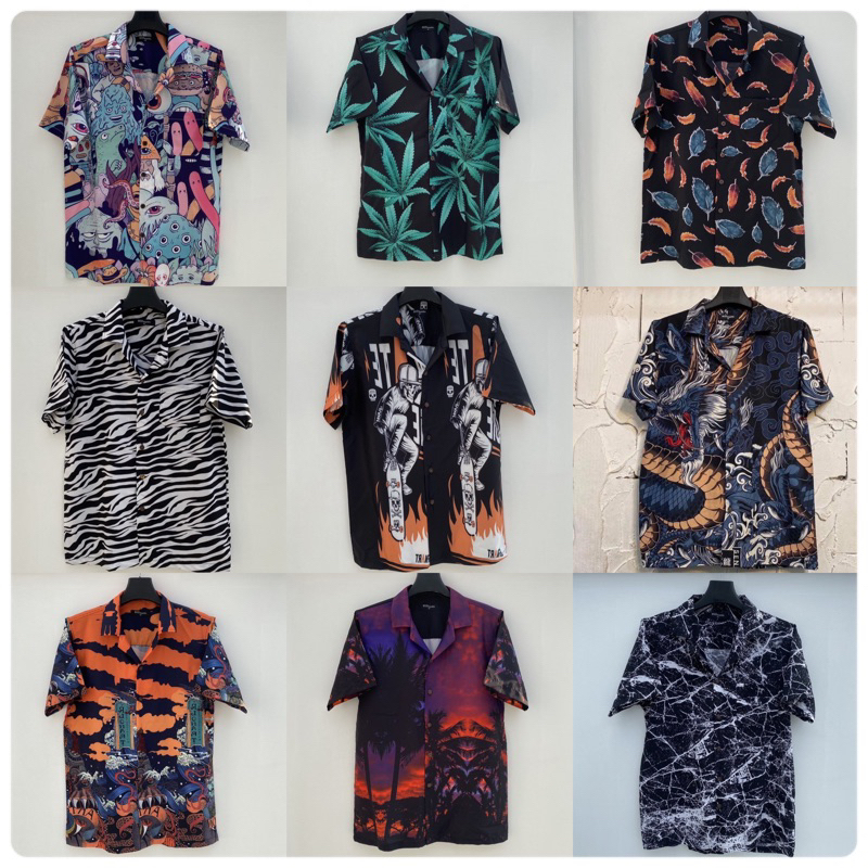 เสื้อเชิ้ตฮาวาย ไซส์ m-4XL อก52 ไซส์ใหญ่ เนื้อผ้าไหมซาตินอิตาลี่💯% ผ้านิ่ม ไม่ร้อน ใส่ได้ทั้งชายและหญิง