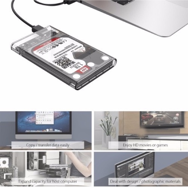 [จัดส่งในพื้นที่] กล่องใส่ HDD แบบใส Harddisk SSD 2.5 inch USB3.0 แรง Hard Drive Enclosure 2139U3 (ไม่รวม HDD)