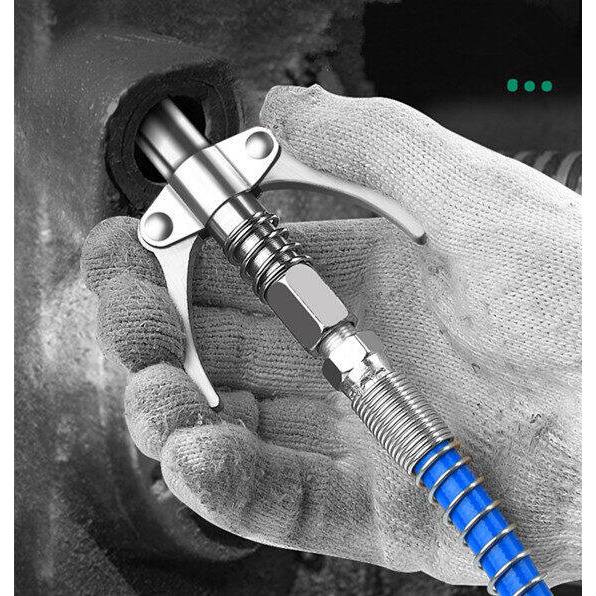 [Free:30cmสายยาง+ถุงมือ] 10000PSI หัวอัดจาระบีแรงดันสูง หัวอัดจารบี (มือบีบล็อค) 1/8 BSP 