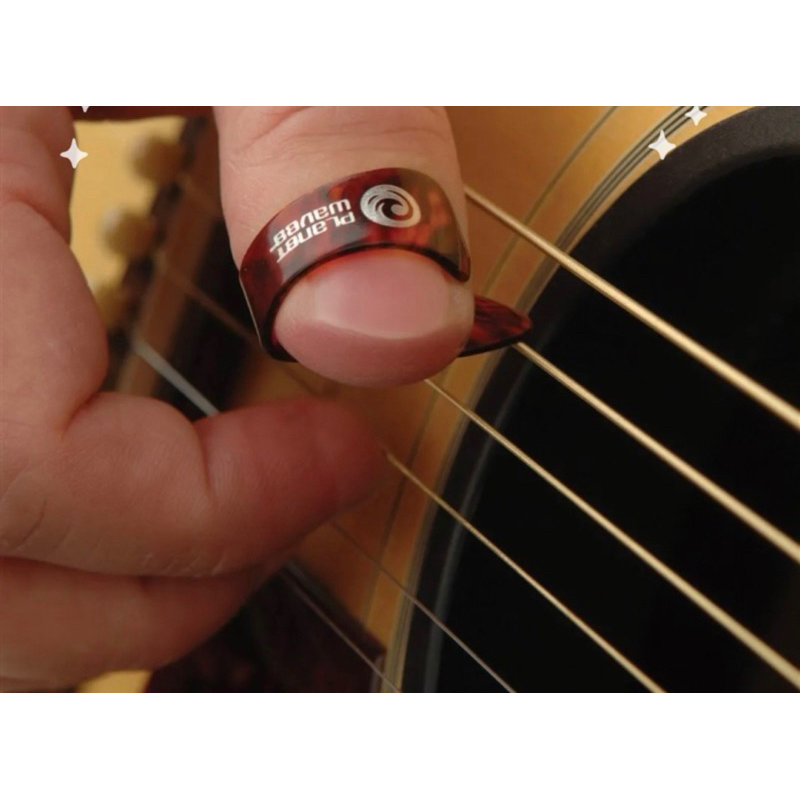 ปิ๊กนิ้วโป้ง D'Addario Thumb picks Classic Celluloid ปิ๊กกีตาร์ สวมนิ้ว ขนาด Medium Color : Multicolor (สีชากระ)