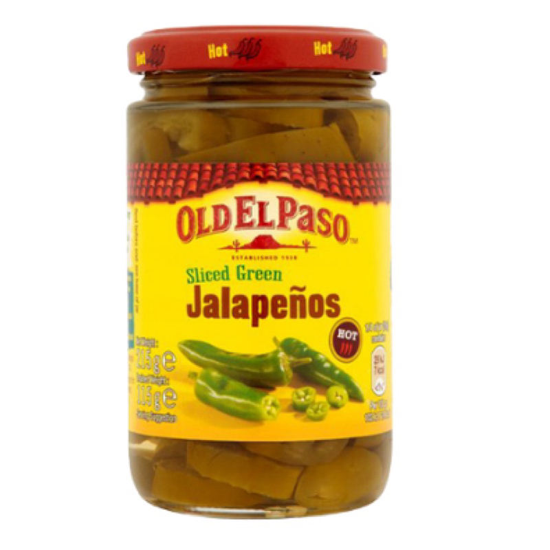 พริกจาลาพีโน่สไลด์ ดอง นำเข้า Old el paso jalapeno green sliced 215g.